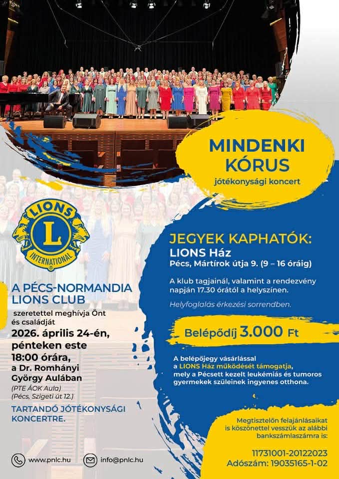 Jótékonysági koncert a Pécs-Normandia LC szervezésében!